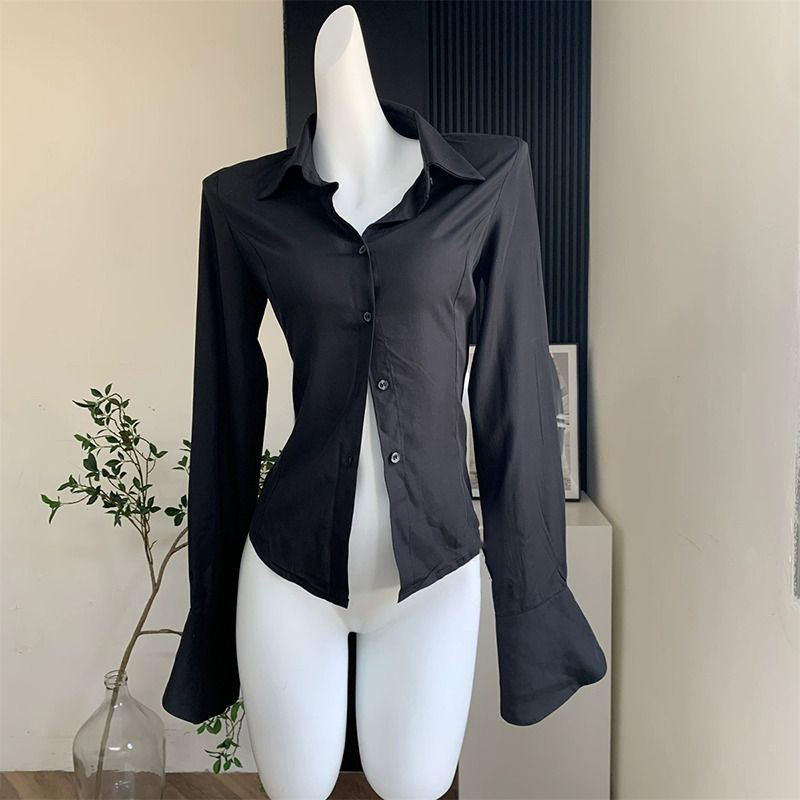 Street Fashion In Korea - Gidyq-Chemises bandage noires pour femmes, Streetwear