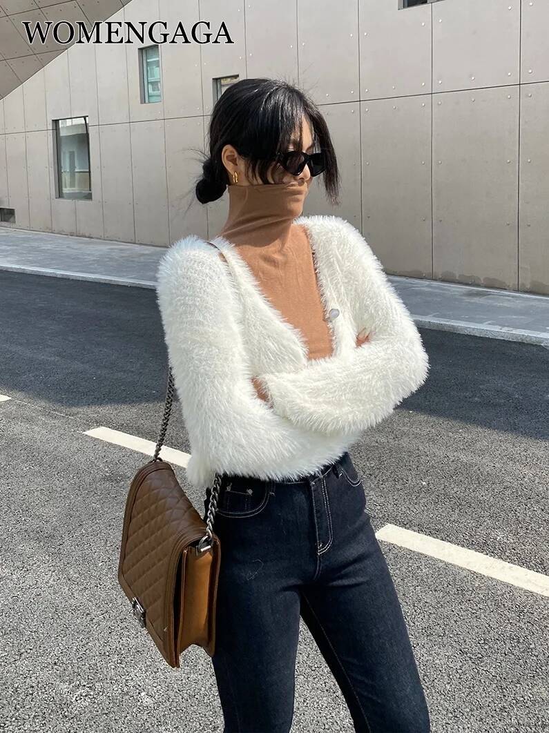Street Fashion In Japanese - WOMENGAGA – Cardigan doux en fausse