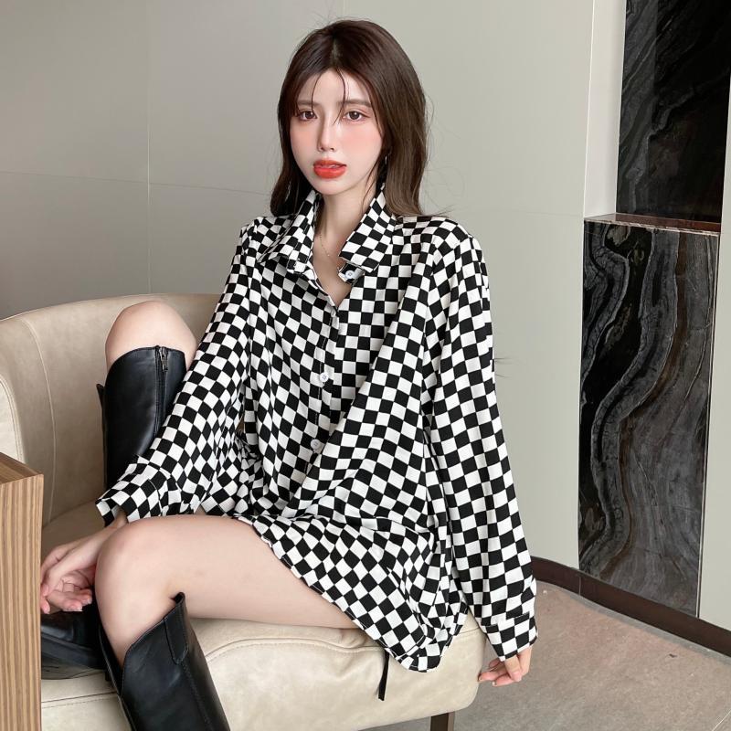 Chemisier ample à col polo et  - Street Fashion In Korea avis et prix