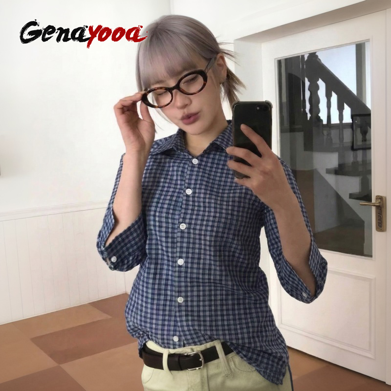 Genayooa Y2k chemise à carreau - Street Fashion In Korea avis et prix