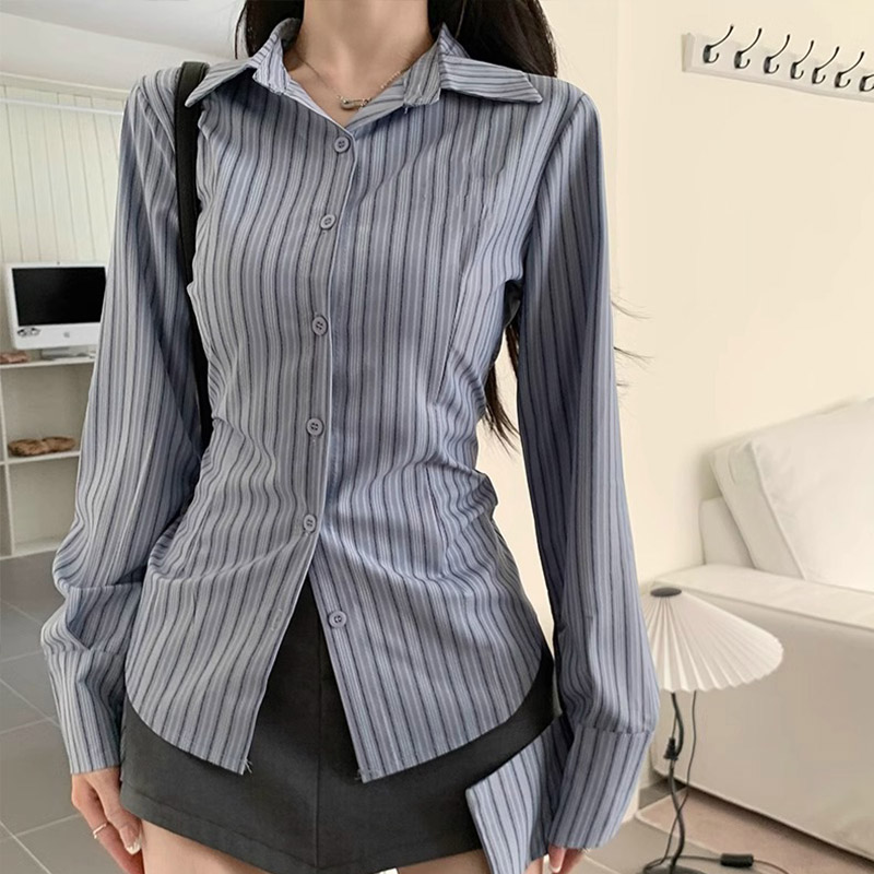 Y2k chemise rayée femmes à man - Street Fashion In Korea avis et prix