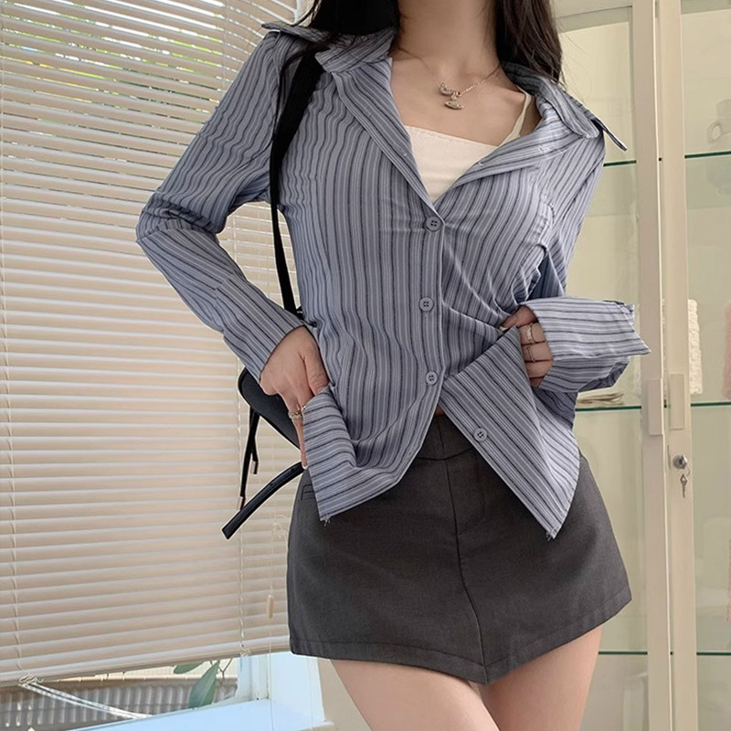 Y2k chemise rayée femmes à man - Street Fashion In Korea avis et prix