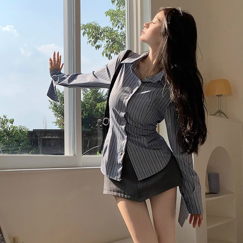 Y2k chemise rayée femmes à man - Street Fashion In Korea avis et prix