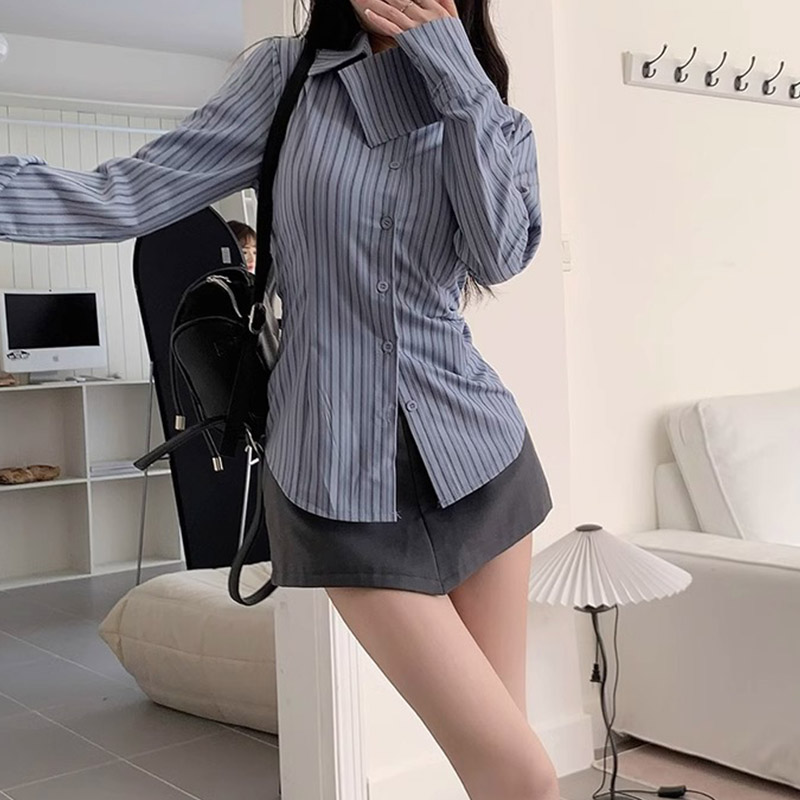 Y2k chemise rayée femmes à man - Street Fashion In Korea avis et prix